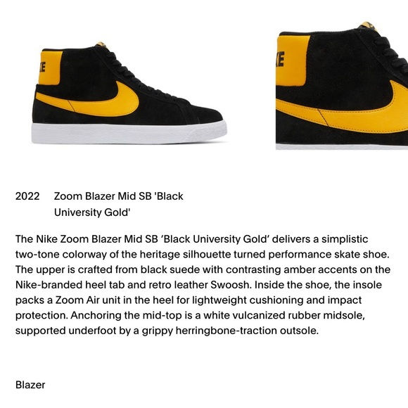 Nike SB ZOOM BLAZER MID Black/University Gold-Black WMNS - Picture 2 of 16